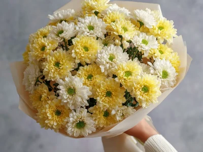 Монобукет из хризантем «Подарок сентября»