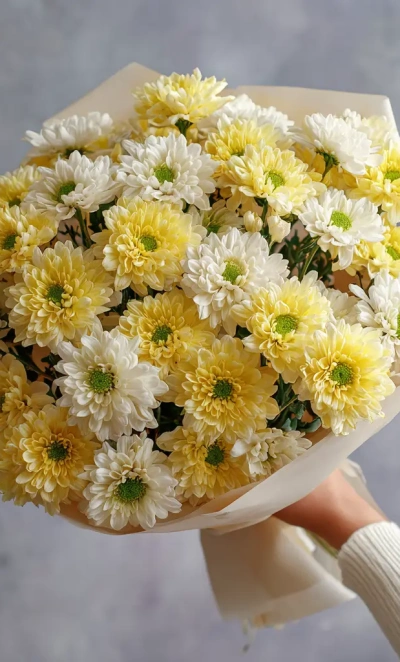 Монобукет из хризантем «Подарок сентября»