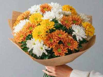 Монобукет из хризантем «Лесное золото»