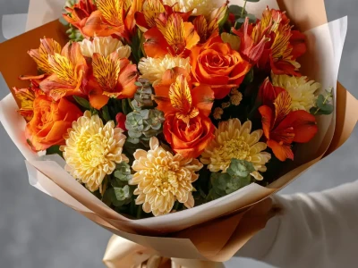 Букет с альстромериями «Тропический акцент»