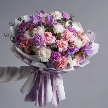 Букет с гвоздиками «Гармония оттенков»